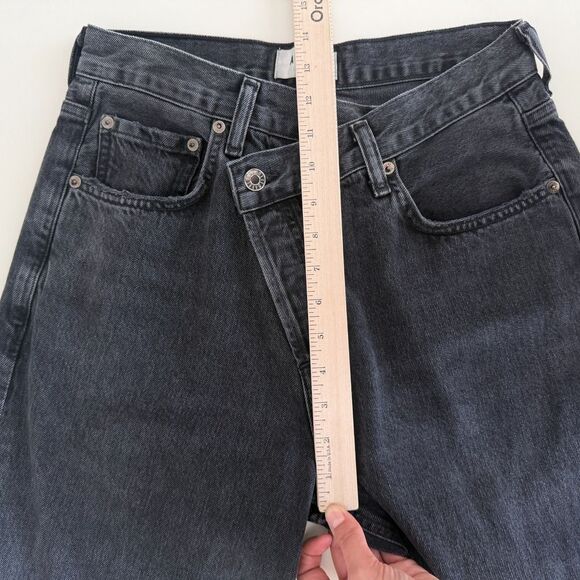 AGOLDE Criss Cross Jeans Womens 26 Black Washed Upsized Organic Cotton Straight - Picture 10 of 12